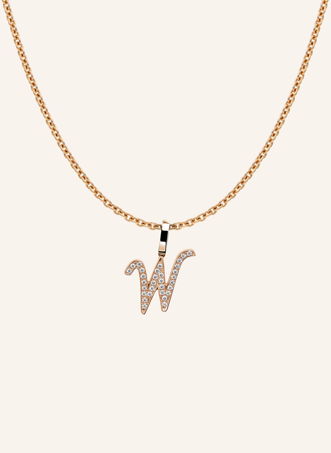 Cada Kette Tiny Diamond Letter W rosegold von CADA