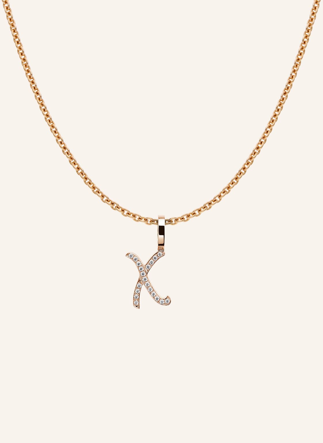 Cada Kette Tiny Diamond Letter X rosegold von CADA