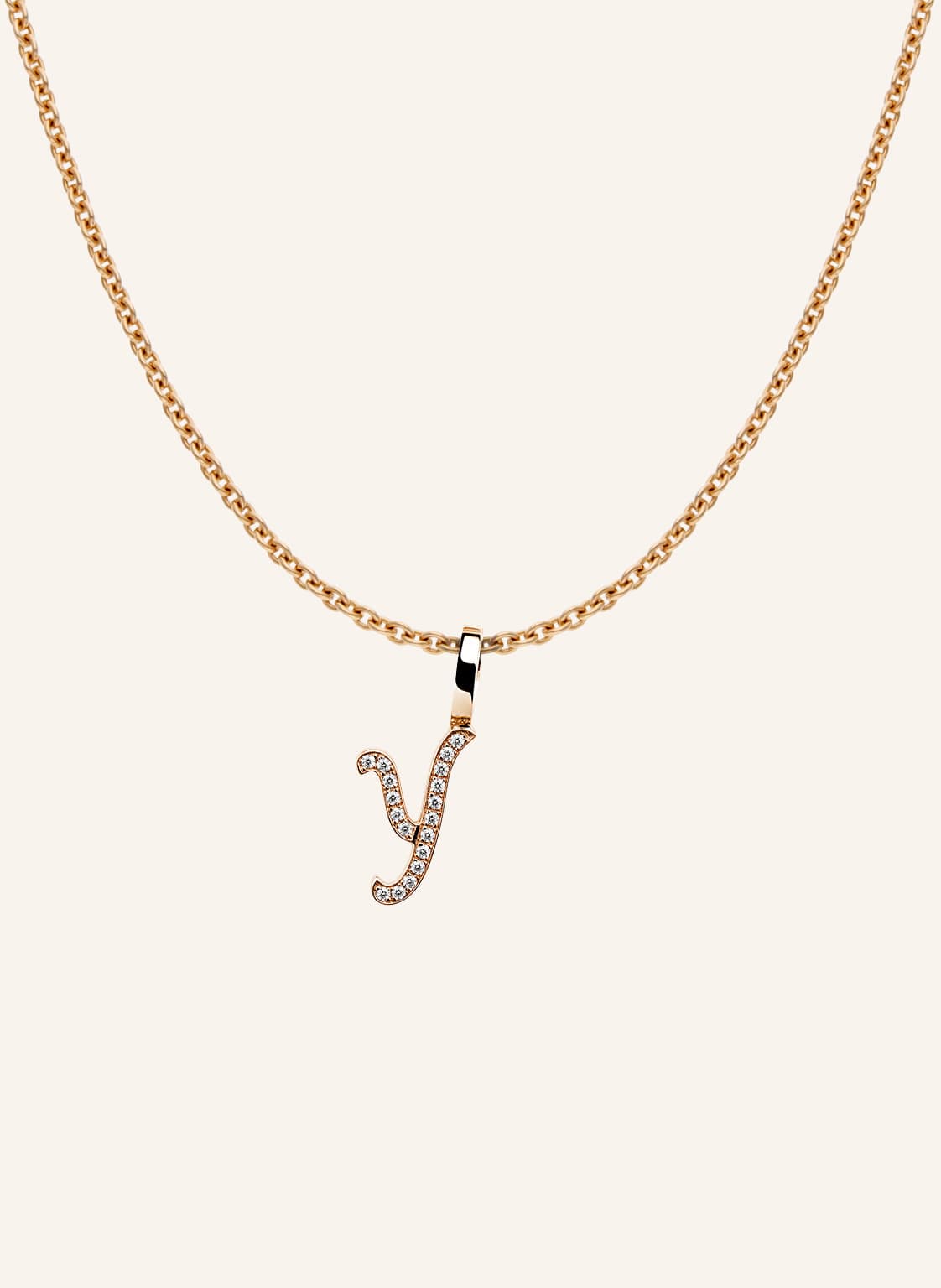 Cada Kette Tiny Diamond Letter Y rosegold von CADA