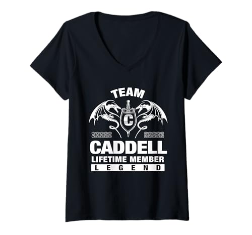 Damen Team Caddel – Lebenslange Mitgliedsgeschenke T-Shirt mit V-Ausschnitt Damen Team Caddel – Lebenslange Mitgliedsgeschenke T-Shirt mit V-Ausschnitt von CADDELL FAMILY Idea Gifts