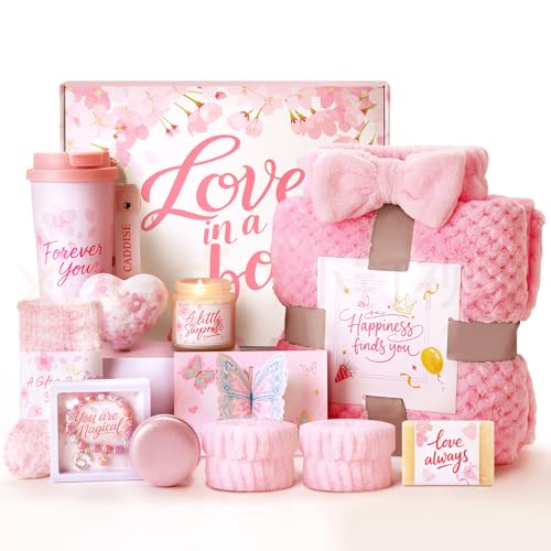Geburtstagsgeschenke für Frauen, Geschenkkorb für Mutter, Ehefrau, Schwester, ihre Freunde, luxuriöses Selbstpflege-Spa-Set mit Decke, Dankeschön, Genesung, Urlaubsgeschenkbox für Mutter, Valentinstag Geburtstagsgeschenke für Frauen, Geschenkkorb für Mutter, Ehefrau, Schwester, ihre Freunde, luxuriöses Selbstpflege-Spa-Set mit Decke, Dankeschön, Genesung, Urlaubsgeschenkbox für Mutter, Valentinstag von CADDISE