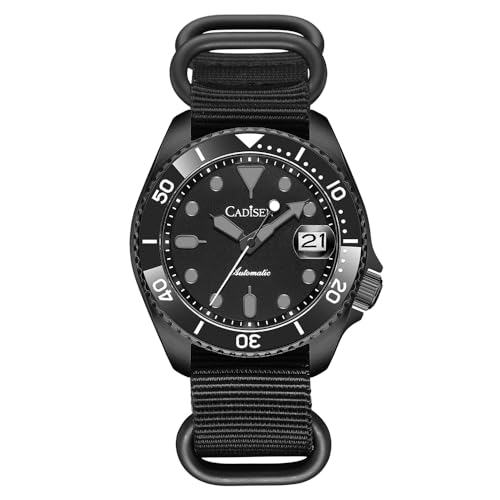 CADISEN Automatik Uhr Herren Mechanische Automatikuhr NH35 Saphirglas Freizeit Wasserdicht (schwarz) von CADISEN