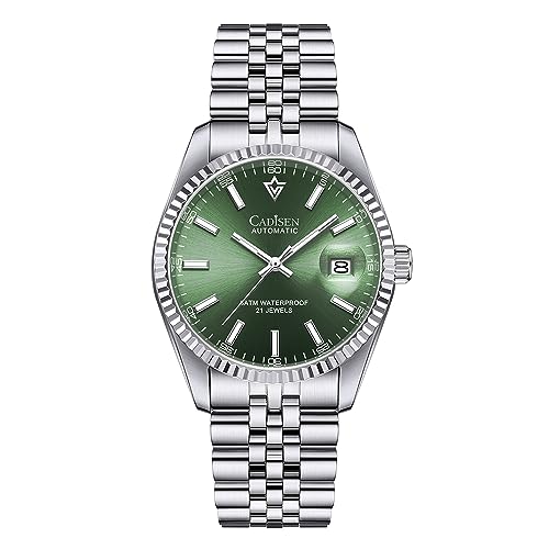 CADISEN Automatik Uhr Herren Mechanische Automatikuhr Saphirglas Und Edelstahlarmband Uhr… (8053 Green) von CADISEN