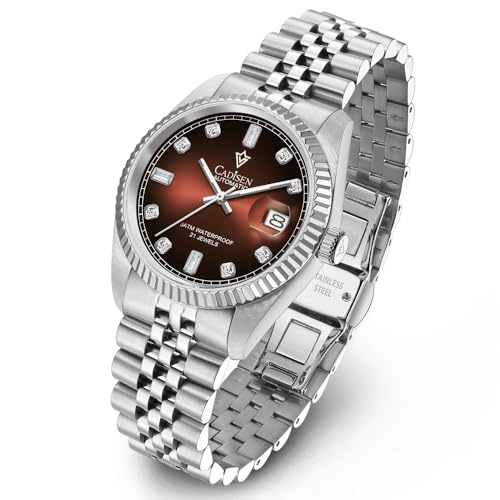 CADISEN Automatik Uhr Herren Mechanische Automatikuhr Saphirglas Und Edelstahlarmband Uhr… (8240brown) von CADISEN
