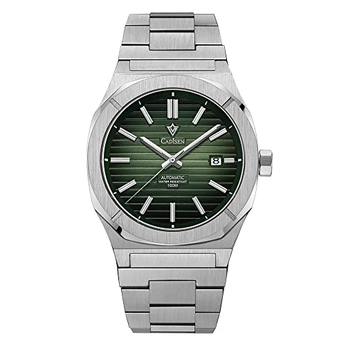 CADISEN Automatik Uhr Herren Mechanische NH35 Rostfreier Stahl Freizeit Uhren männer (grün) von CADISEN