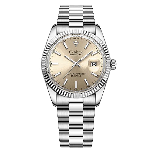 CADISEN Automatik Uhr Herren Mit Gangreserve Automatik Saphirglas Wasserdicht Edelstahlarmband Beiläufig von CADISEN