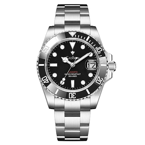 CADISEN Automatik Uhr Herren Mit Gangreserve GMT Edelstahl Saphirglas Wasserdicht Armbanduhr Uhren Männer (8216 schwarz) von CADISEN