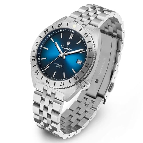 CADISEN Automatik Uhr Herren NH35 Mechanische Automatikuhr Saphirglas Klingeln Wasserdicht Homage (8230 Blau) von CADISEN