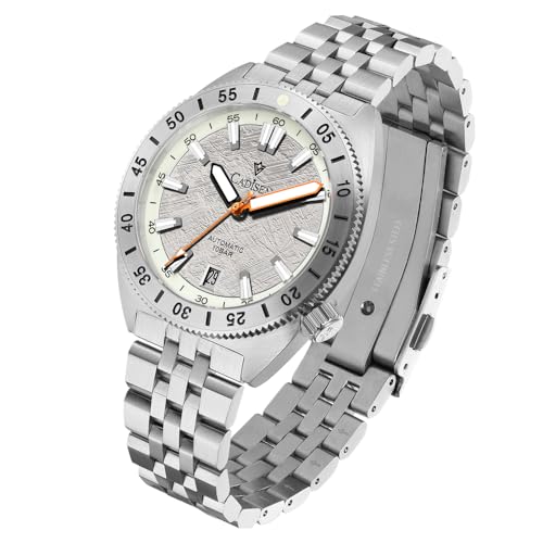 CADISEN Automatik Uhr Herren NH35 Mechanische Automatikuhr Saphirglas Klingeln Wasserdicht Homage Edelstahl Armband (8231gray) von CADISEN