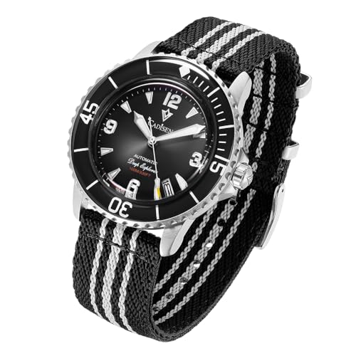 CADISEN Automatik Uhr Herren Mineralglas AR-Beschichtung 100M Wasserdicht Armbanduhr Beiläufig (8239BLACK) von CADISEN