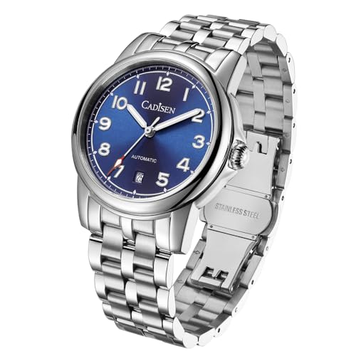 CADISEN Automatik Uhr Herren Saphirglas 50M Wasserdicht Armbanduhr Beiläufig (blau) von CADISEN