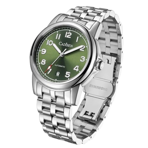 CADISEN Automatik Uhr Herren Saphirglas 50M Wasserdicht Armbanduhr Beiläufig (grün) von CADISEN