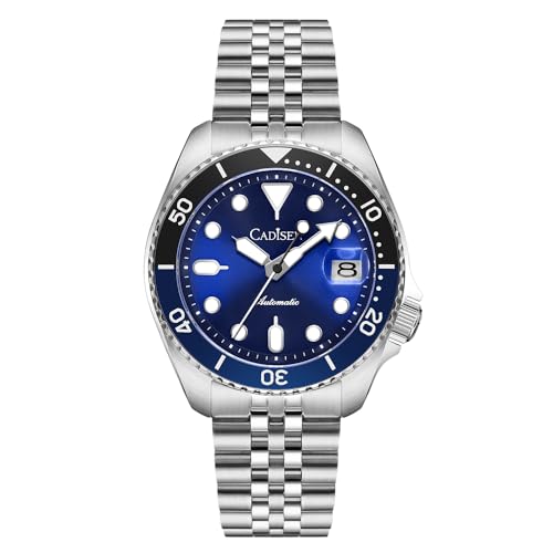 CADISEN Herren Automatikuhr NH35A Mechanische GMT Edelstahlband Wasserdicht Casual 40M Uhren für Männer, Blau, Freizeit von CADISEN