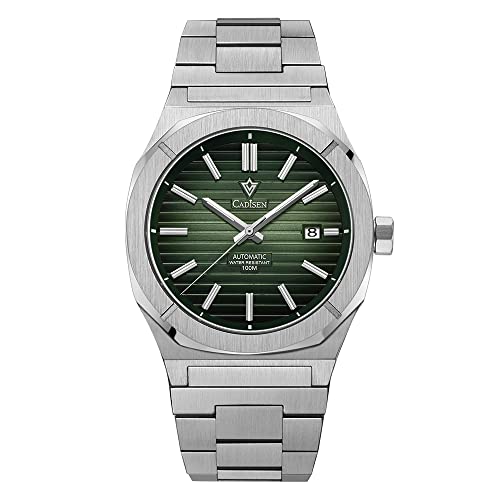 CADISEN Herren Automatische mechanische Uhr Casual Uhren für Männer Wasserdicht Saphir, Grün , Mechanische, automatische Armbanduhr von CADISEN