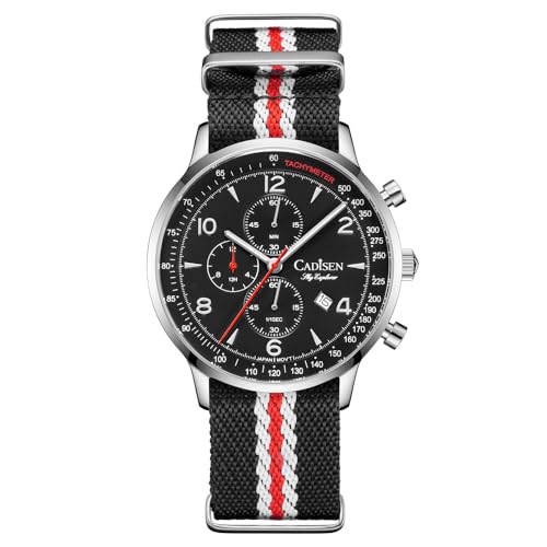 CADISEN Herren Quarz Uhr Elegante lässige Kampagnen mit Nylon Armband wasserdichte (7067schwarz) von CADISEN