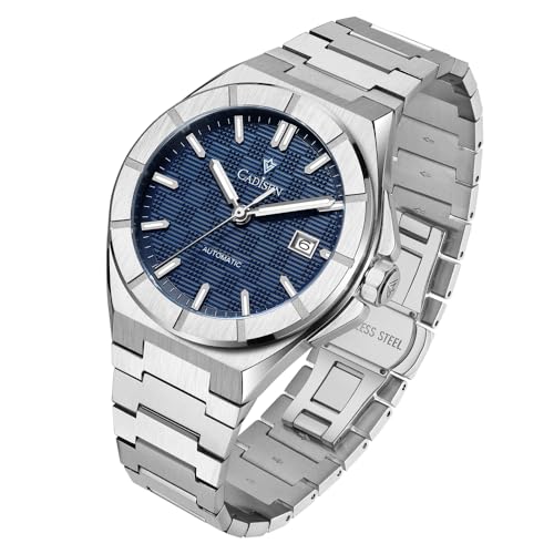 CADISEN Mechanische Automatik Uhr Herren Mit Gangreserve Saphirglas Uhren männer NH35 Freizeit Wasserdicht (Blau) von CADISEN