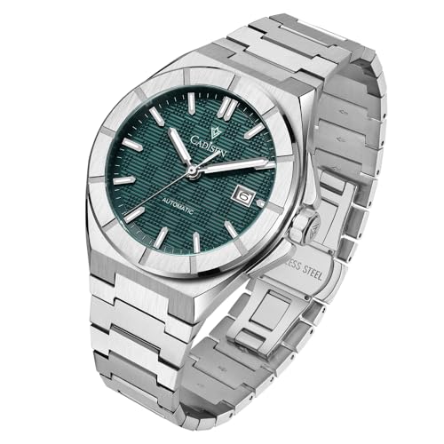 CADISEN Mechanische Automatik Uhr Herren Mit Gangreserve Saphirglas Uhren männer NH35 Freizeit Wasserdicht (grün) von CADISEN