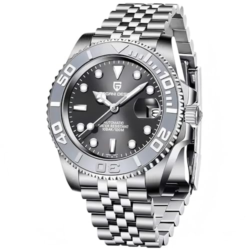 CADISEN Pagani Design Uhr für Herren Automatik NH35 Mechanisch 100M Wasserdicht Edelstahl Saphirglas Yacht Armbanduhr Drehbare Lünette 100 Meter Wasserdicht Automatikuhr PD-1651, Weiß, Grau 5 von CADISEN