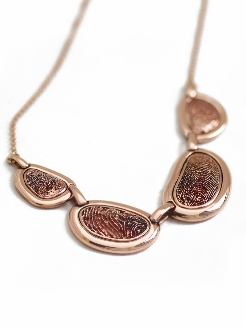 Familie Finger Print Halskette, Personalisierte Daumenabdruck, Benutzerdefinierte Zierliche 14 K Rosa Solid Gold, Druck Geschenk Von Enkeln, Ooak von CADIjewelry