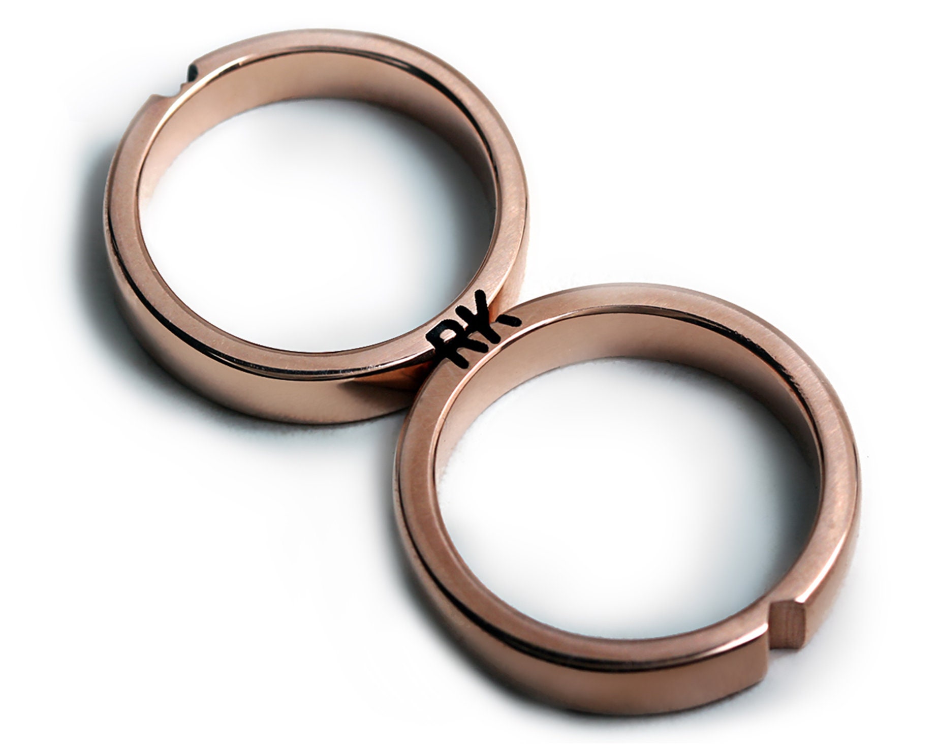 Initialen Und Herz Passende Ringe, Versteckte Nachrichten Benutzerdefinierte Hochzeit Band Paar, Herren Eheringe, Set, Personalisierte Paare Bands von CADIjewelry