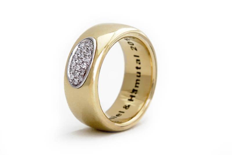 Minimalisten Versprechen Band, Benutzerdefinierte Diamant-Verlobungsring in 14 K Gelbgold, Ringe Für Paare von CADIjewelry