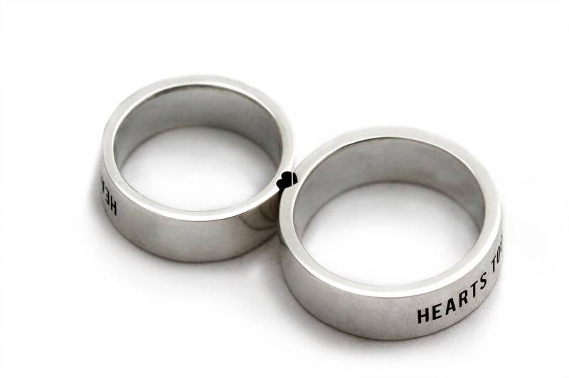 Personalisierte Herzen Zusammen Passenden Ring Set, Paare Set, Hochzeits-Set, Sterling Silber Band, Valentinsgrußgeschenk Für Ihn, Verlobten Geschenk von CADIjewelry