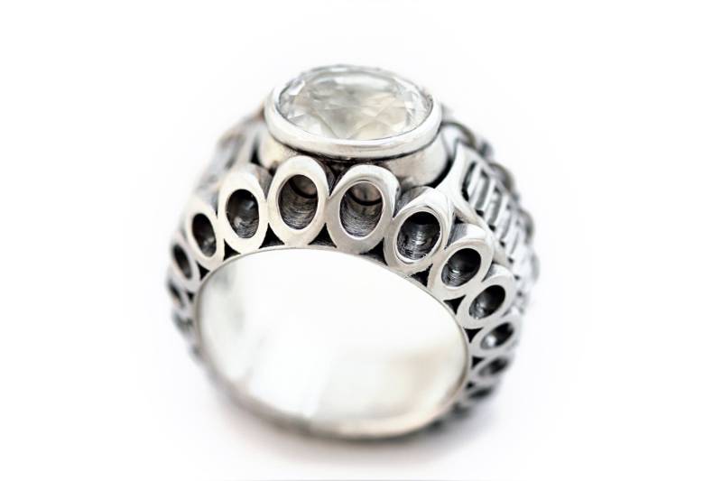 Silber Ringe, Natürlichen Weißen Topas Verlobungsring, Große Einzigartige Aussagering, Geschenk Für Frau, Cocktail-Ring von CADIjewelry