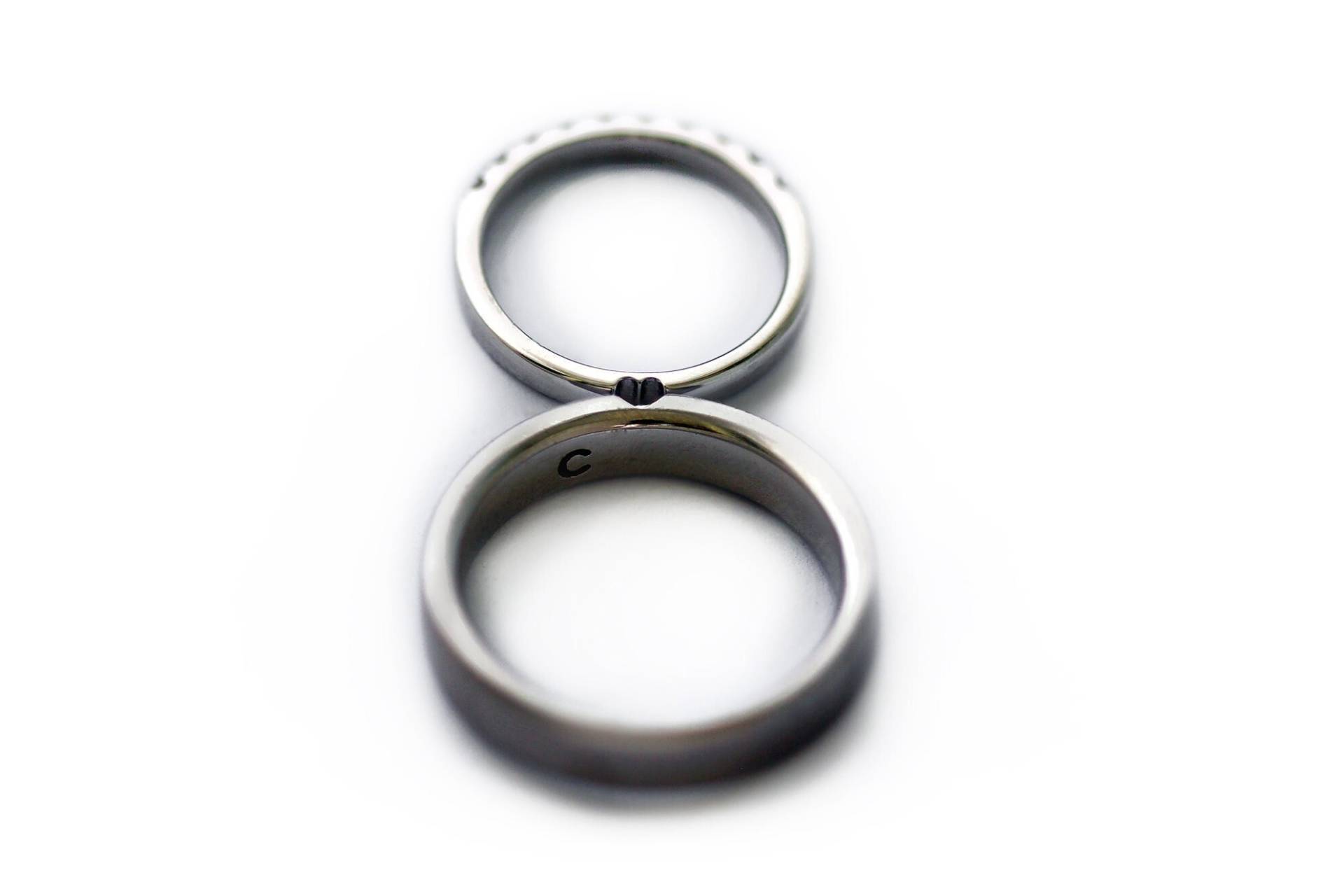 Verlobung Mit Trauband Set, Herz, Braut Set, Kleine Diamanten, Ring Versprechen Paare Ring, Passende Trauringe, 14K Weißgold von CADIjewelry