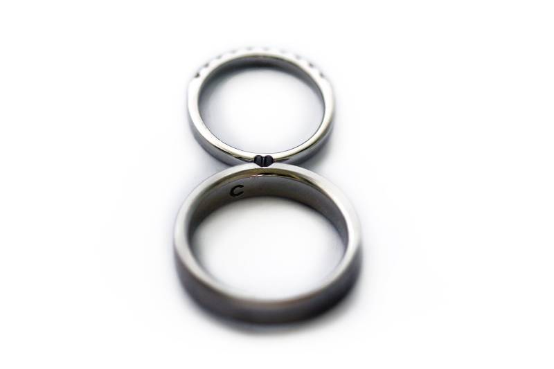 Verlobung Mit Trauband Set, Herz, Braut Set, Kleine Diamanten, Ring Versprechen Paare Ring, Passende Trauringe, 14K Weißgold von CADIjewelry