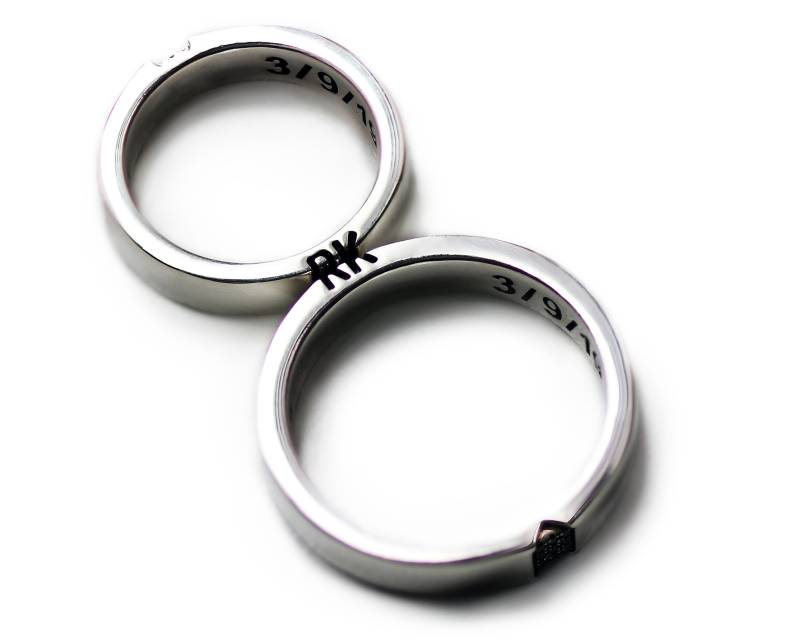 Versprechen Ringe Für Paare, Personalisierte Hochzeitsring Mann, Passende Eheringe, Herzförmigen Ring, Ringe, Schwarze Diamant-Ring von CADIjewelry