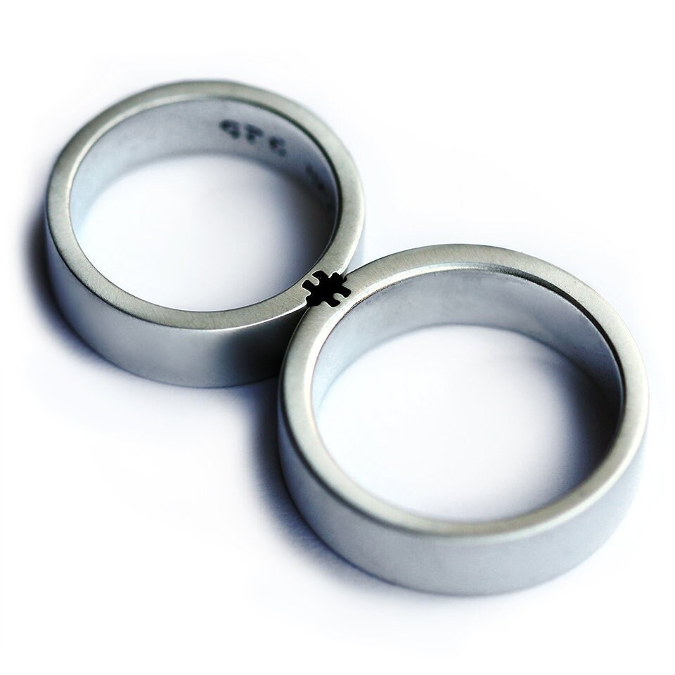 Versprechen Ringe Für Paare, Puzzle Ring, Benutzerdefinierte Hochzeitsband, Passende Eheringe, Bester Freund Ringe, Lustige Puzzleteil Schmuck von CADIjewelry