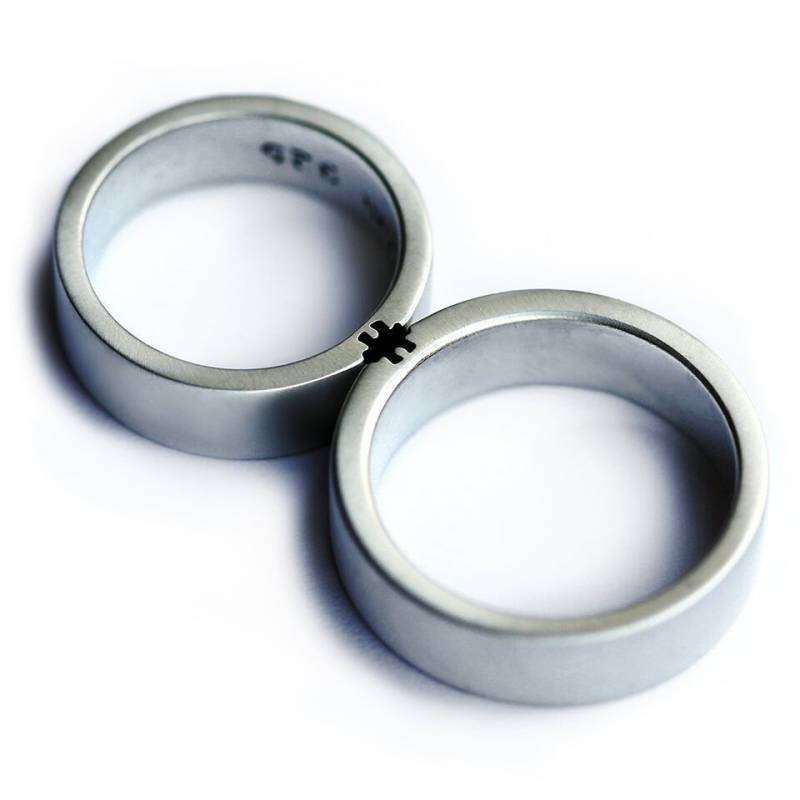 Versprechen Ringe Für Paare, Puzzle Ring, Benutzerdefinierte Hochzeitsband, Passende Eheringe, Bester Freund Ringe, Lustige Puzzleteil Schmuck von CADIjewelry