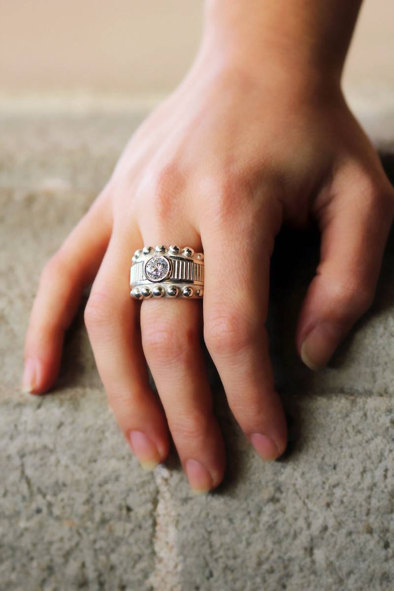 Zirkonia Verlobungsring, Cocktail-Ring, Aussagering. Unikat Ring Aus Sterlingsilber, Avant Garde Große Schmuck, Ring von CADIjewelry