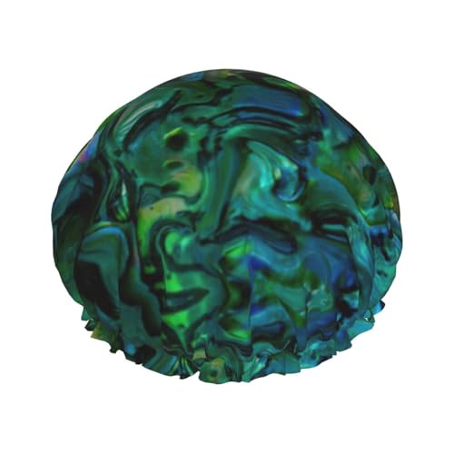 Abalone Duschhaube mit Perlmutt-Druck, leicht, geeignet für Frauen mit langen Haaren, weicher Duschhut von CADREWY