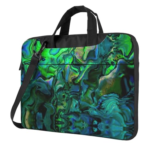 Abalone-Laptoptasche mit Perlmutt-Druck, vielseitige Taschen, Computertasche, weich, für Damen und Herren, einzigartig, Schwarz, 13 inch von CADREWY