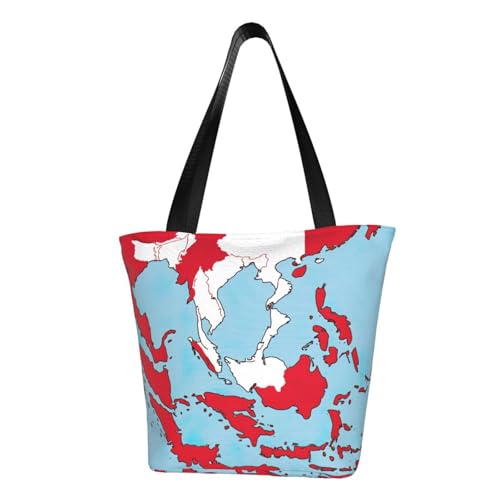 Abstrakte indonesische Flagge, Map01-Druck, bequeme Umhängetasche, Sommerhandtasche, Reisen, Strand, Arbeit, täglicher Gebrauch, vielseitiges Tragen von CADREWY