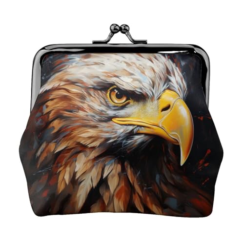 Adler-Druck, tragbare Damen-Münzgeldbörse, niedlich, Mini-Reißverschluss, Geldbörse mit Kussverschluss, Kreditkarten von CADREWY