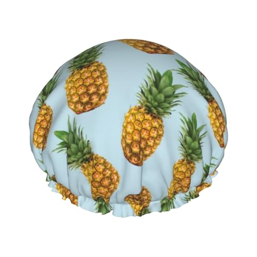 Ananas (3) Druck-Duschhaube, leichter Hut, geeignet für Frauen mit langen Haaren, weicher Duschhut von CADREWY