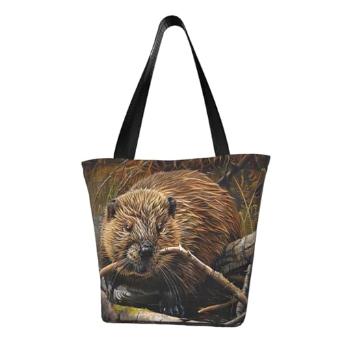 Beaver Working Print Bequeme Schultertasche Sommer Handtasche Reise Strand Arbeit Alltag Vielseitig Tragen von CADREWY