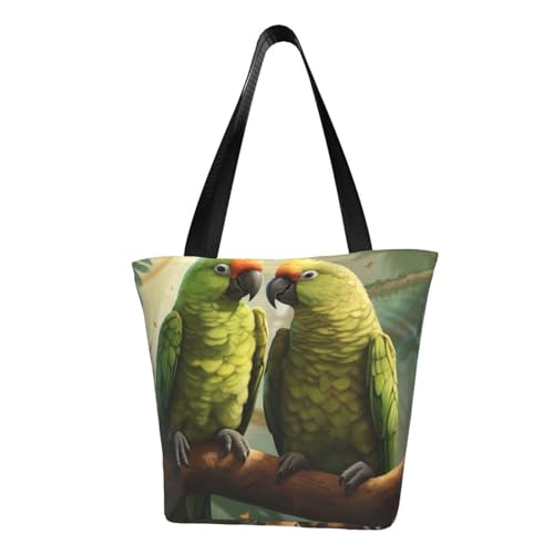 Bequeme Schultertasche für Paare, Papageien, Olivendruck, Sommerhandtasche, Reisen, Strand, Arbeit, täglicher Gebrauch, vielseitiges Tragen von CADREWY