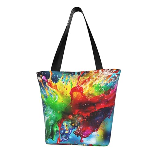 Bequeme Schultertasche in Regenbogenfarben, abstrakter Illustrationsdruck, Sommerhandtasche, Reisen, Strand, Arbeit, täglicher Gebrauch, vielseitiges Tragen von CADREWY