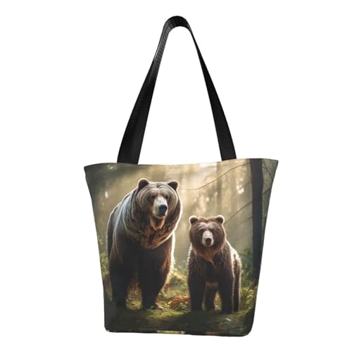 Bequeme Schultertasche mit Bären-Hirsch-Druck, Sommerhandtasche, Reisen, Strand, Arbeit, täglicher Gebrauch, vielseitig tragbar von CADREWY
