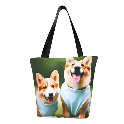 Bequeme Schultertasche mit Corgi-Hunde-Aufdruck, Sommer-Handtasche, Reisen, Strand, Arbeit, täglicher Gebrauch, vielseitiges Tragen von CADREWY