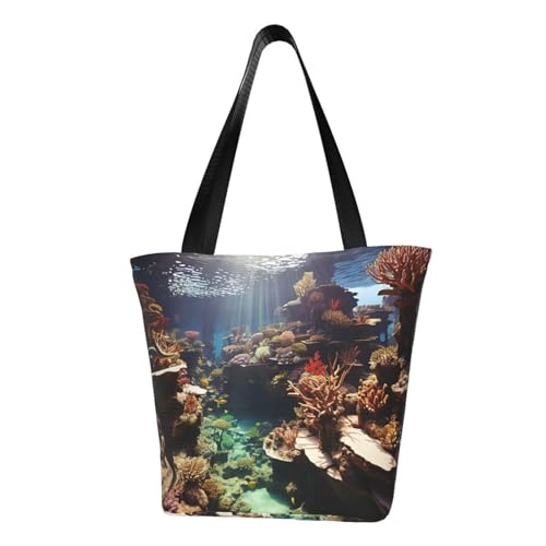 Bequeme Schultertasche mit Fisch-Aquarium-Druck, Sommer-Handtasche, Reisen, Strand, Arbeit, täglicher Gebrauch, vielseitig tragbar von CADREWY