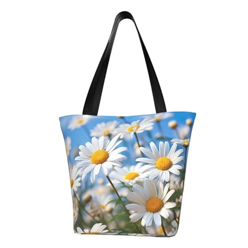 Bequeme Schultertasche mit Gänseblümchen-Druck, Sommerhandtasche, Reisen, Strand, Arbeit, täglicher Gebrauch, vielseitig tragbar von CADREWY