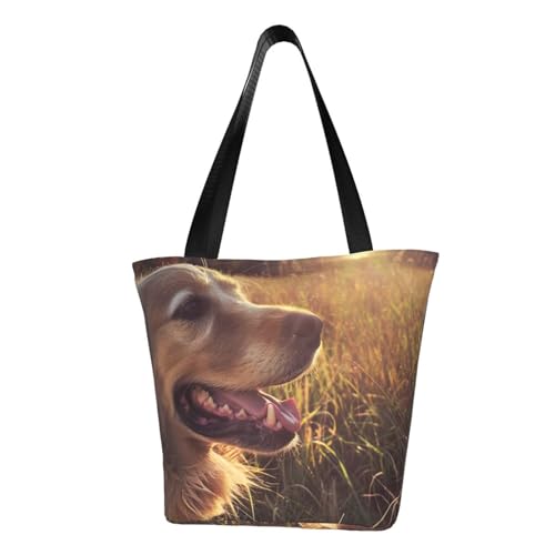 Bequeme Schultertasche mit Golden Retriever-Aufdruck, Sommerhandtasche, Reisen, Strand, Arbeit, täglicher Gebrauch, vielseitiges Tragen von CADREWY