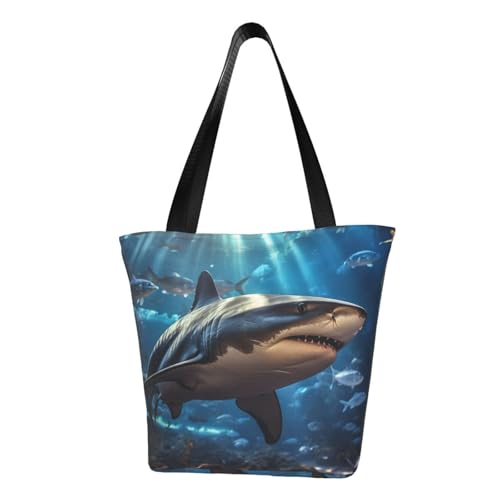 Bequeme Schultertasche mit Hai-Druck, Sommerhandtasche, Reisen, Strand, Arbeit, täglicher Gebrauch, vielseitiges Tragen von CADREWY
