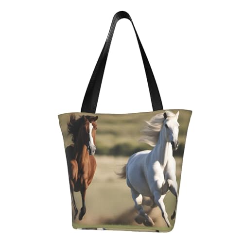 Bequeme Schultertasche mit Laufpferd-Aufdruck, Sommer-Handtasche, Reisen, Strand, Arbeit, täglicher Gebrauch, vielseitiges Tragen von CADREWY