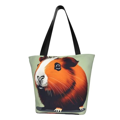 Bequeme Schultertasche mit Meerschweinchen-Illustrationsdruck, Sommerhandtasche, Reisen, Strand, Arbeit, täglicher Gebrauch, vielseitig tragbar von CADREWY