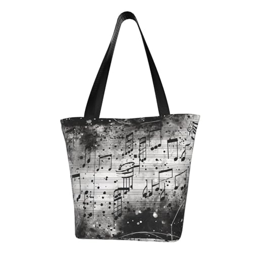 Bequeme Schultertasche mit Musiknoten-Aufdruck, Sommerhandtasche, Reisen, Strand, Arbeit, täglicher Gebrauch, vielseitiges Tragen von CADREWY